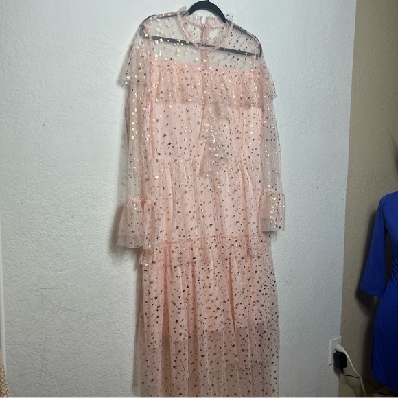 Mesh Star Long Sleeve Overlay Maxi Dress - Picture 7 of 15
